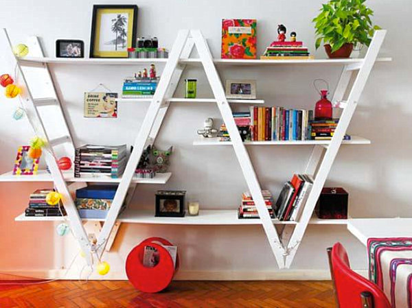 bookshelf-made-from-ladders