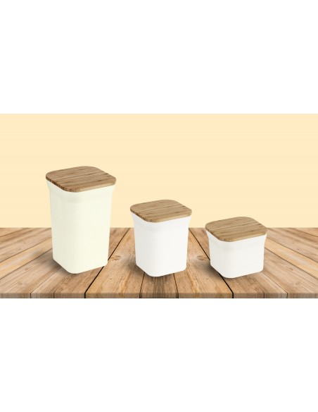 Set 3 Bambus Basker - S + M + L - Hvid