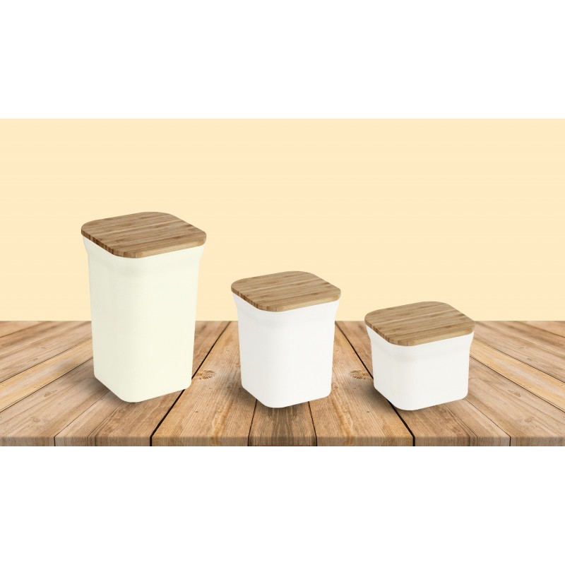 Set 3 Bambus Basker - S + M + L - Hvid