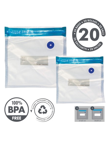 SET OF 20 VACUUM BAGS FOR RECHARGEABLE SEALER WITH 5 BAGS...