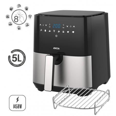 5L digital luftfrys + rutenett - firkantet