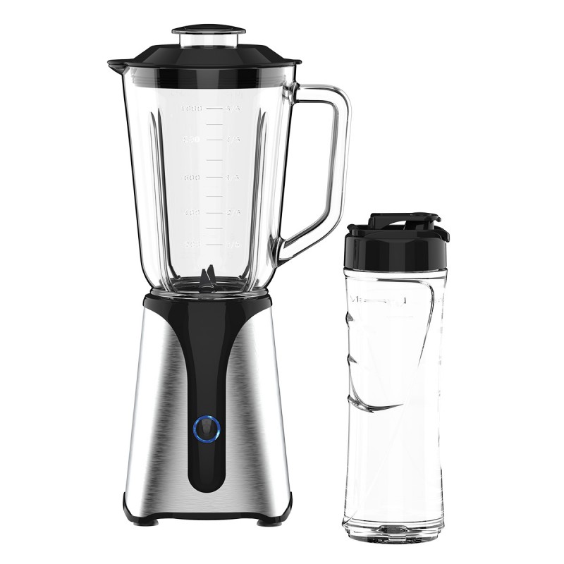 UNE BATTERIE AVEC UN VERRE ET UNE BOUTEILLE