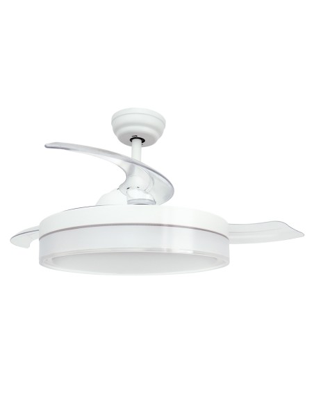CEILING FAN WITH LED LIGHT AND RETRACTABLE BLADES