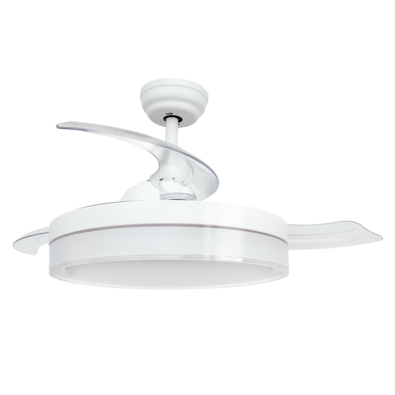 Ceiling fan with retracting blades