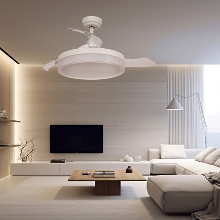 Ventilateur de plafond avec lames légères et rétractables