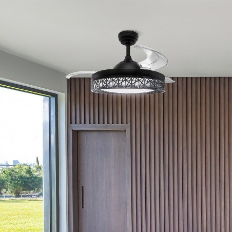 Deckenventilator mit leichten und zurückziehbaren Klingen