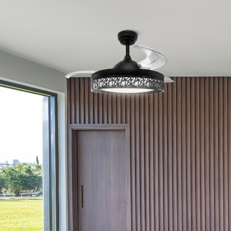 VENTILADOR DE TECHO CON LUZ Y ASPAS RETRÁCTILES