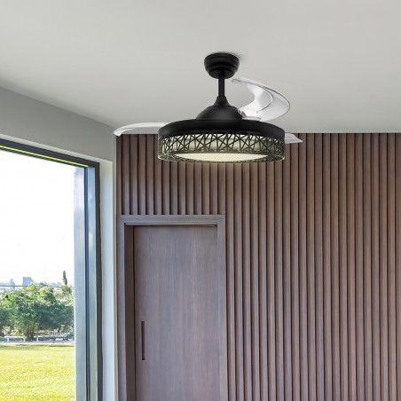 Ventilatore a soffitto con lame leggere e retrattili