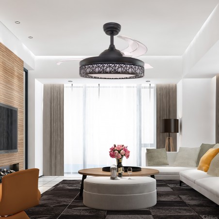 Ventilateur de plafond avec lames légères et rétractables