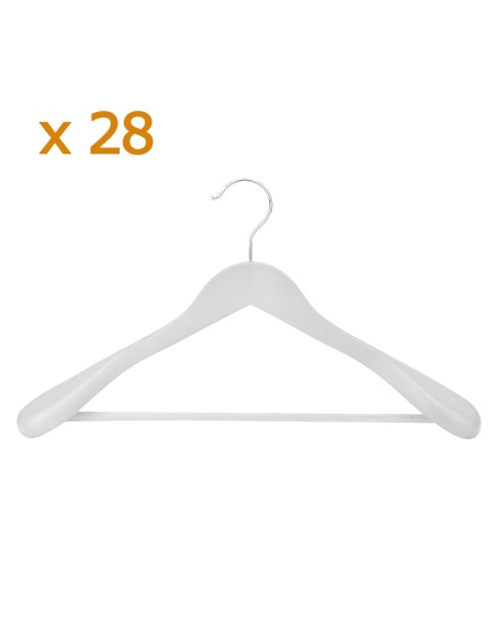 PACK DE 32 PERCHAS DE MADERA BLANCA PARA TRAJE