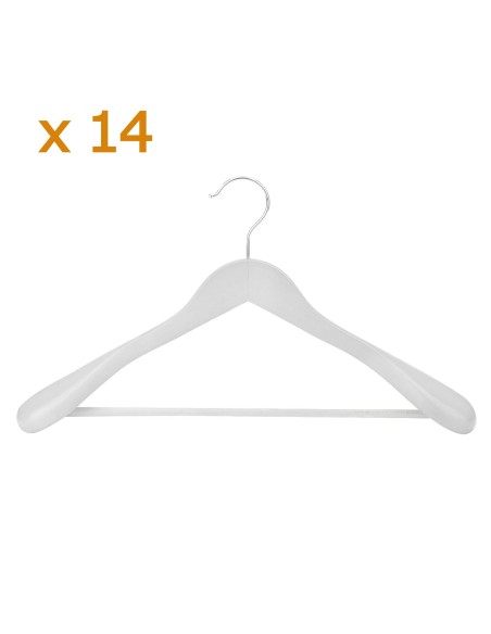 PACK DE 16 PERCHAS DE MADERA BLANCA PARA TRAJE