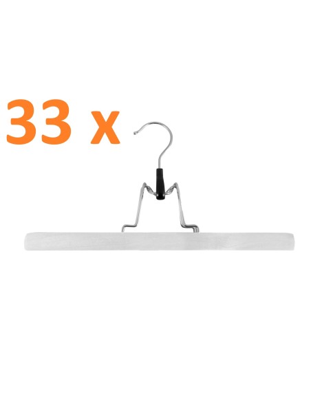 SET DE 33 PERCHAS PINZA DE MADERA BLANCA