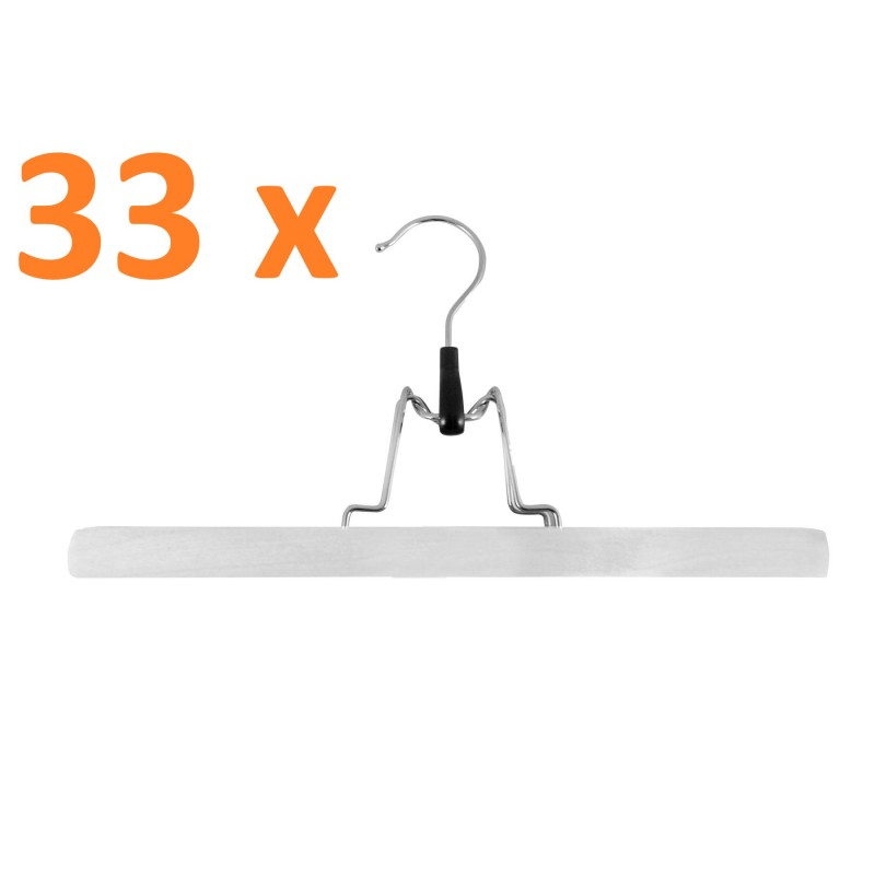 SET DE 33 PERCHAS PINZA DE MADERA BLANCA