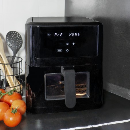 Črni digitalni zrak Fryer z oknom