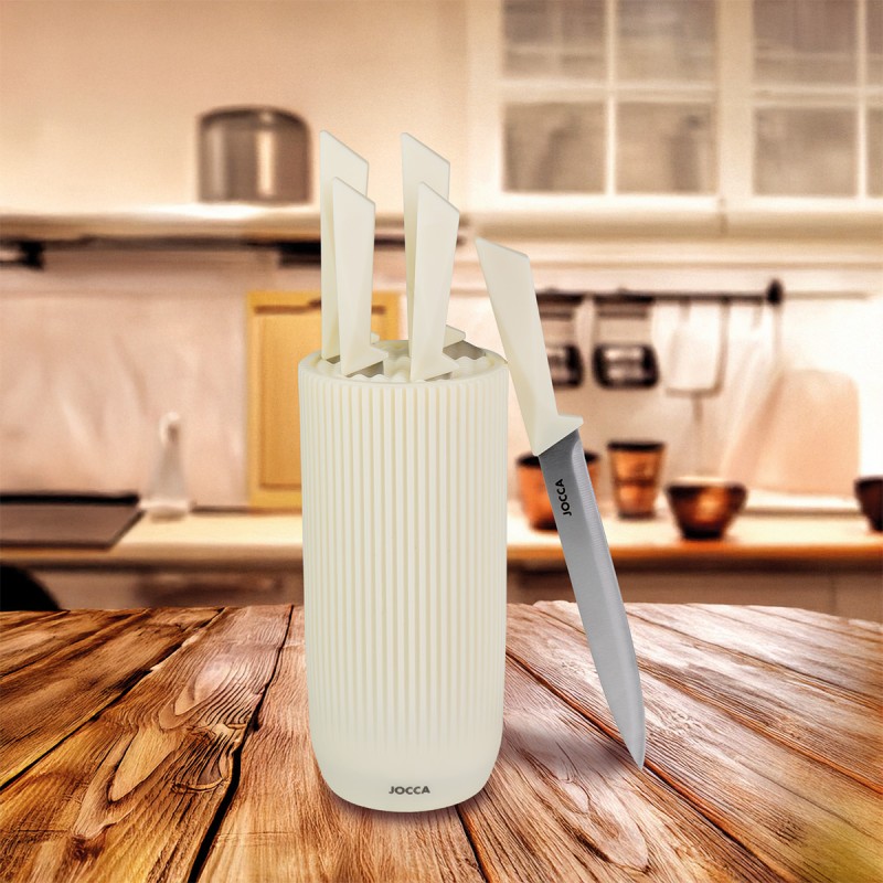 KNIFE BLOCK WITH 5 STAINLESS STEEL KNIVES