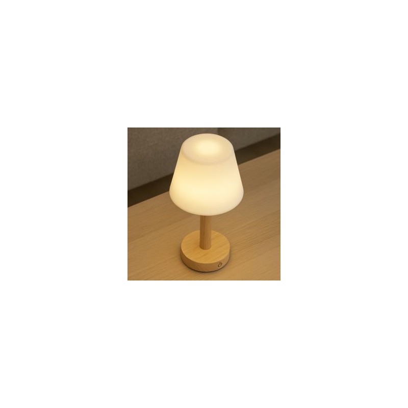 Led tafellamp oplaadbaar donker hout 3 ton