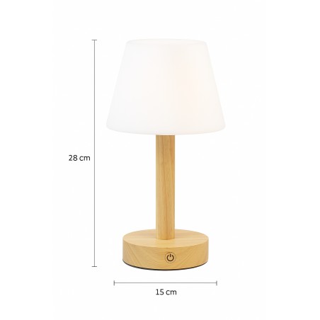 Lampe de table LED rechargeable bois foncé 3 tonique