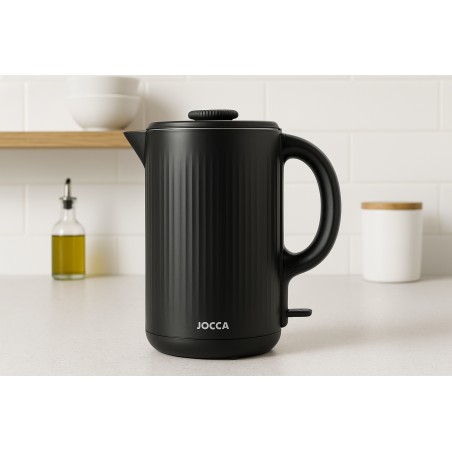 Zwarte waterkoker 1.8L roestvrij staal 1500W