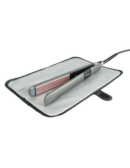 HAIR STRAIGHTENER WITH FLOATING CERAMIC PLATES AND HEAT RESISTANT COVER