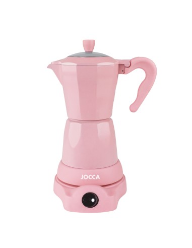 Máquina de café italiana elétrica cor-de-rosa 6 xícaras com base