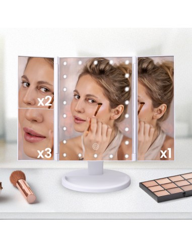 ESPEJO DE MAQUILLAJE PLEGABLE CON LUZ LED Y...