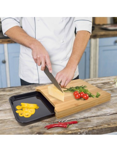 Bambu snijplank met dienblad