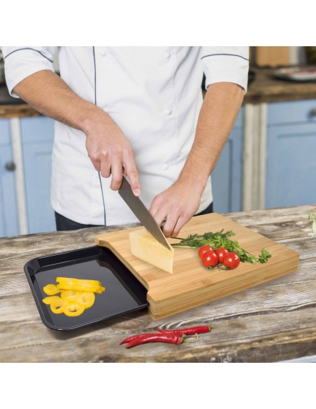 Bambu snijplank met dienblad
