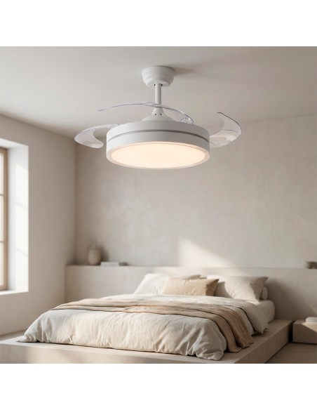 Deckenventilator mit leichten und zurückziehbaren Klingen