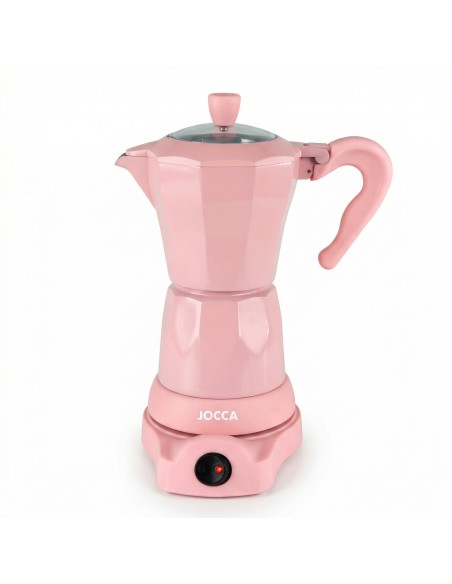 Caffettiera italiana elettrica rosa 6 tazze con base