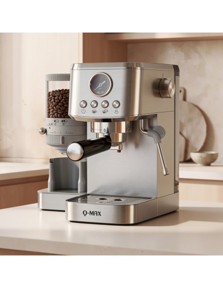 QMAX chromed semiautomatic coffee machine 2