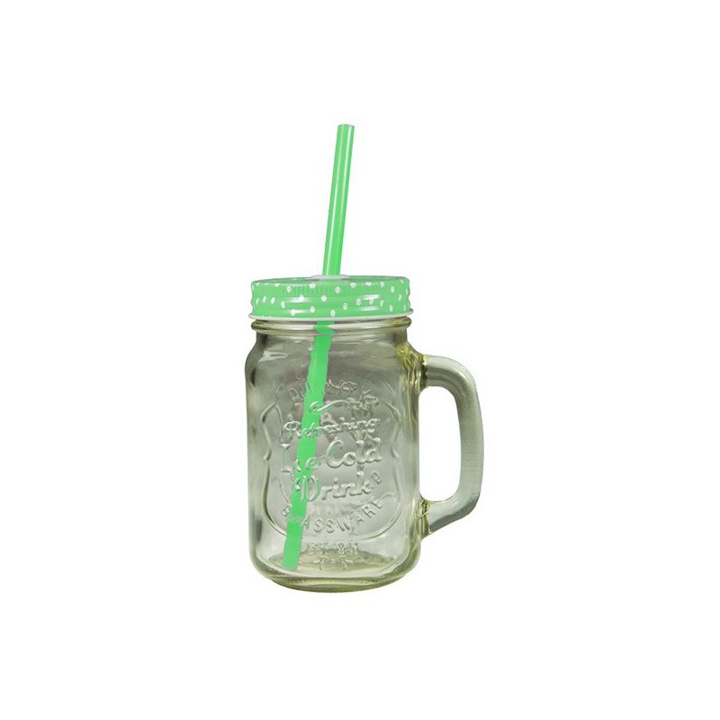 MASON JAR MUG WITH STRAW