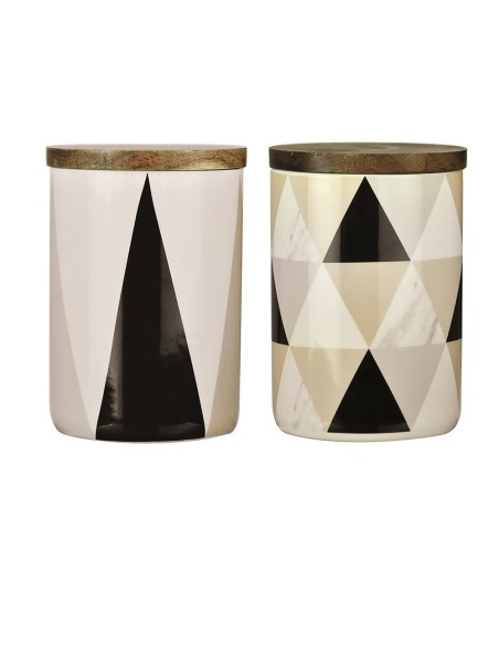 SET DE 2 RECIPIENTES DE PORCELANA Y TAPA DE ACACIA - MODELOS SURTIDOS