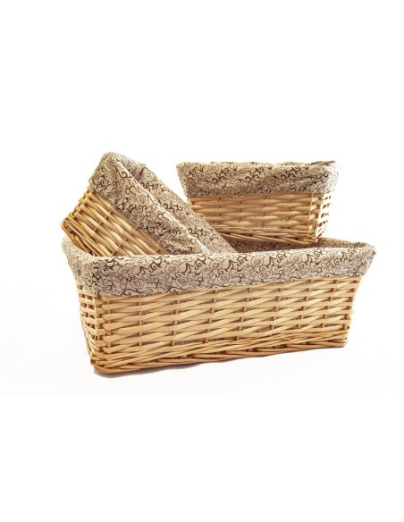 SET DE 3 CESTAS DE MIMBRE MARRÓN // MARRÓN NATURAL