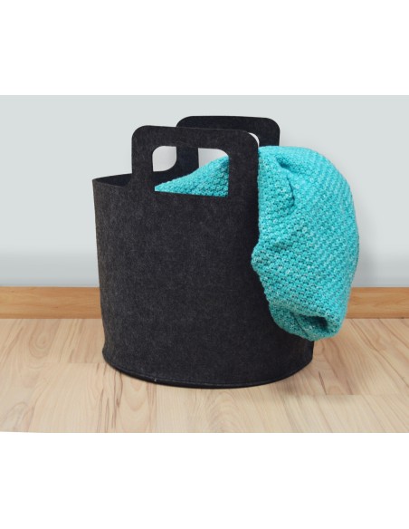 Aanbieding van 2 manden van donkergrijs vilt