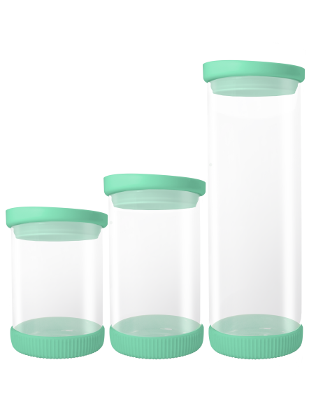 LOT DE 3 POTS EN VERRE ET SILICONE 2