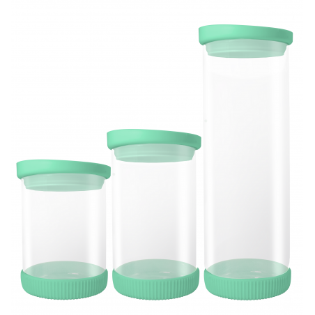 SET 6 BOTES DE CRISTAL CON SILICONA