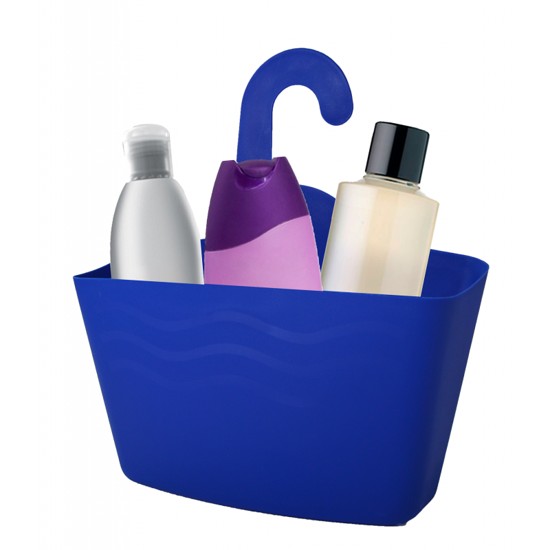 Two blue shower organizers