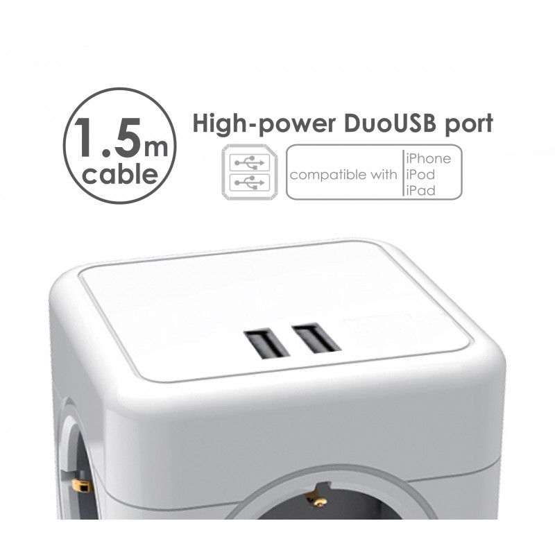 Kube av plugger med USB-port