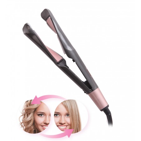 Eisen und Lockenwickler 2 in 1 mit Keramikplatten und LED-Viewer