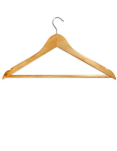 Ensemble de 8 cintres en bois avec bar et crochet chromé 2