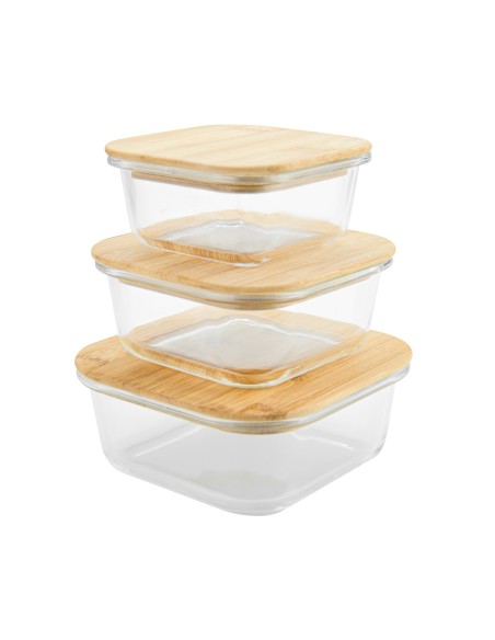 SET 3 CRISTAL BOROSILICATO RECIPENTS WITH BAMBOU TAPA