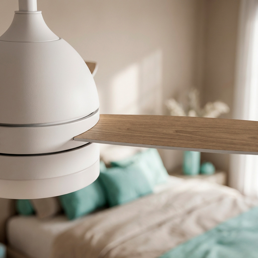 ventilador de techo con aspas de madera