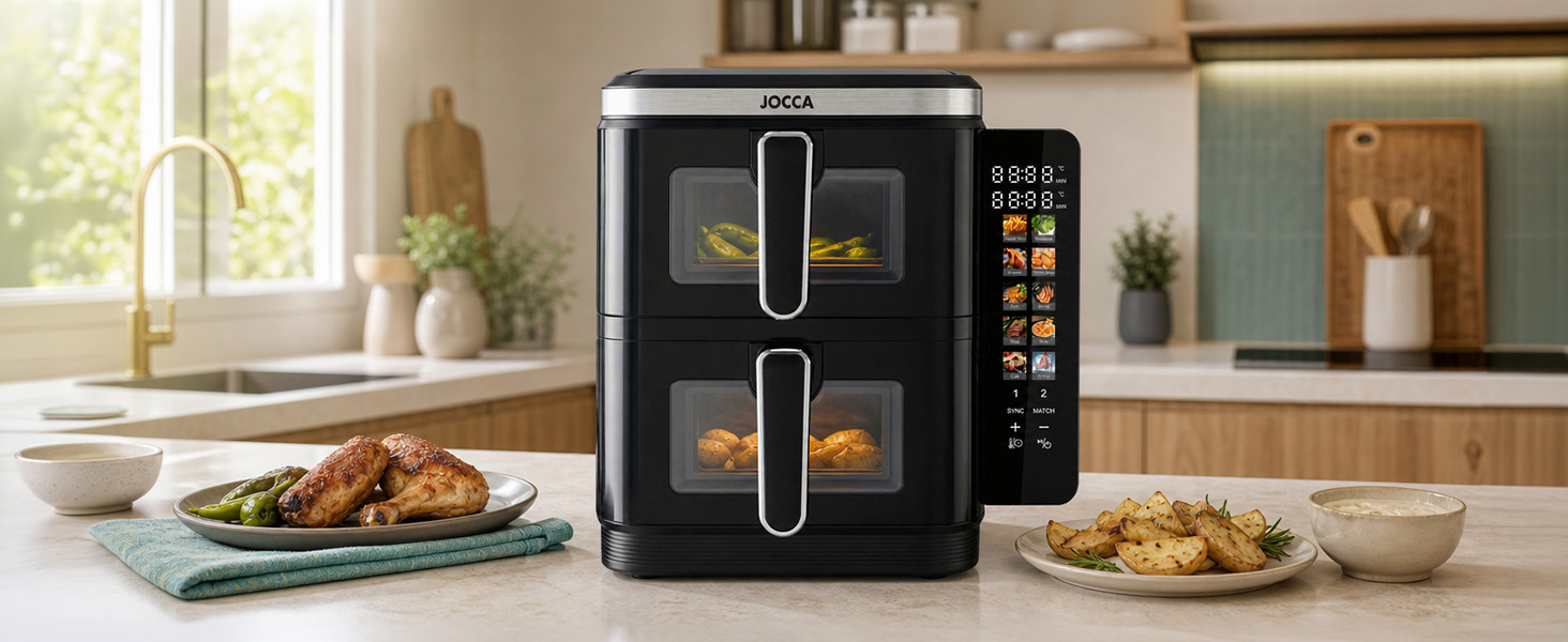 freidora de aire doble cubeta JOCCA en cocina