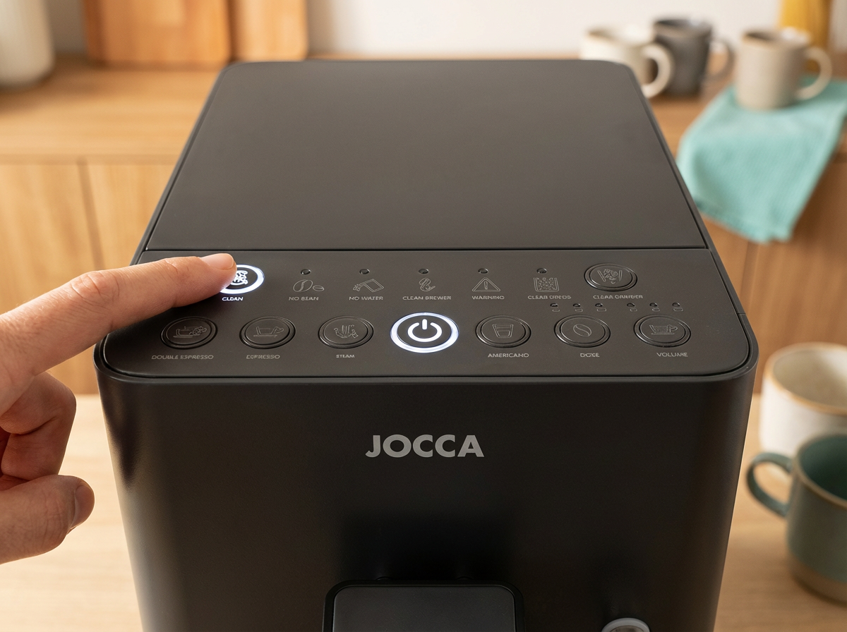 Panel de control de cafetera superautomática JOCCA con programas de café y avisos inteligentes