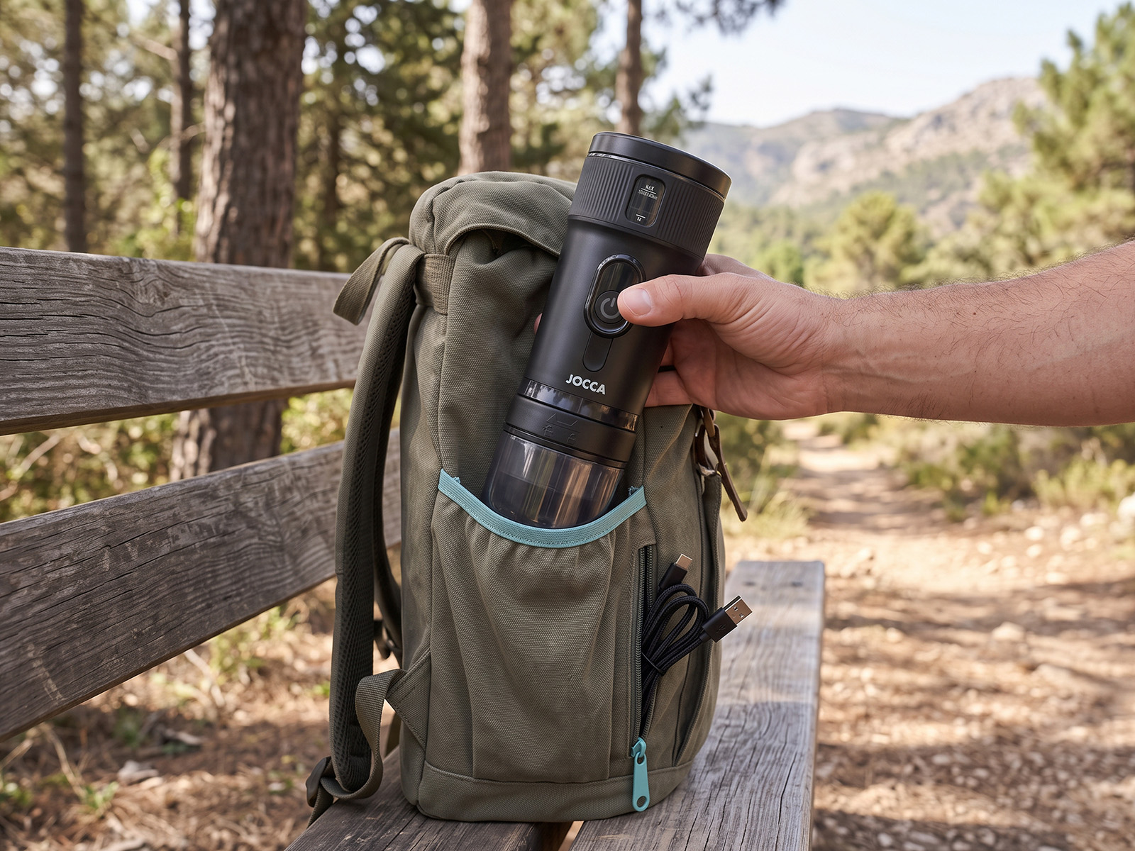 Cafetera portátil recargable JOCCA con batería y cable USB-C
