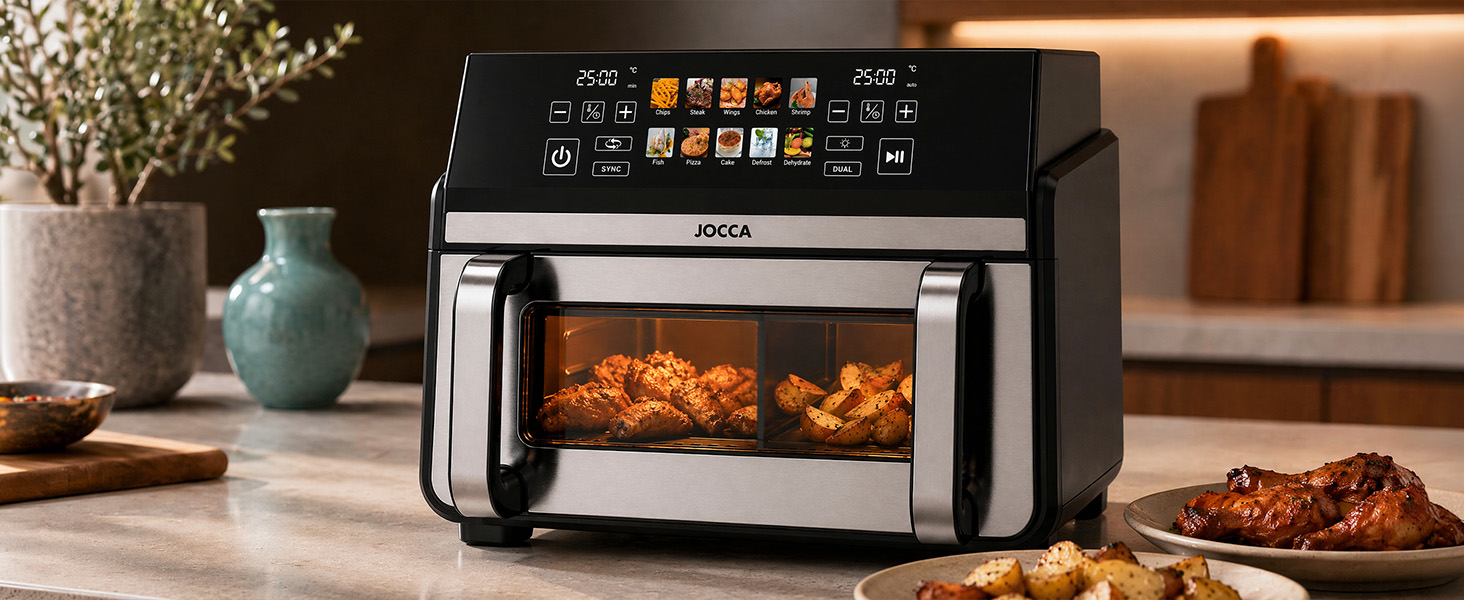 freidora de aire dual JOCCA 10 litros en cocina