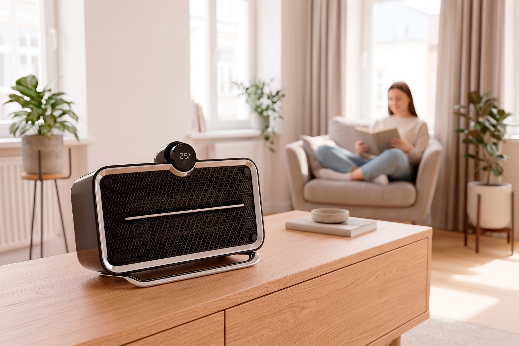 Calefactor eléctrico PTC digital JOCCA de 2000 W en salón