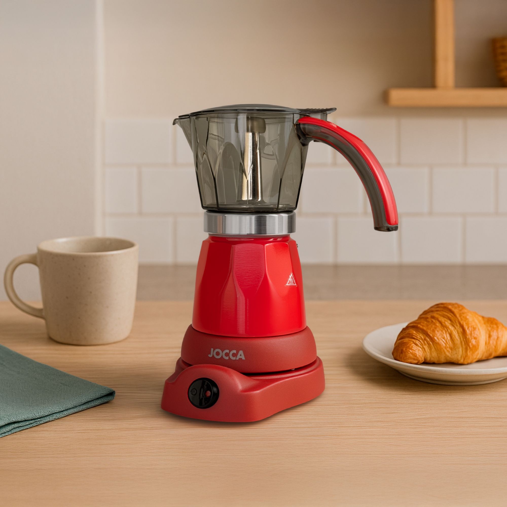 Caffettiera Elettrica 6 Tazze 300 Ml Bianco Crema | Macchina Espresso Con Base 360° E 480W | Moka Moderna In Lega Di Alluminio